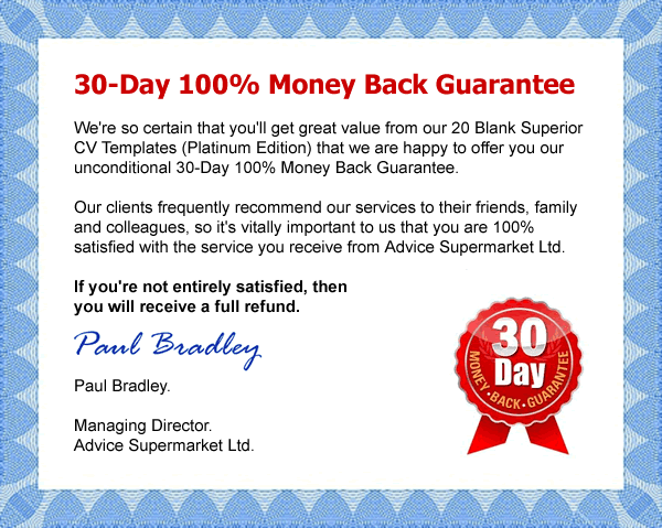 30 day 100 percent money back guarantee